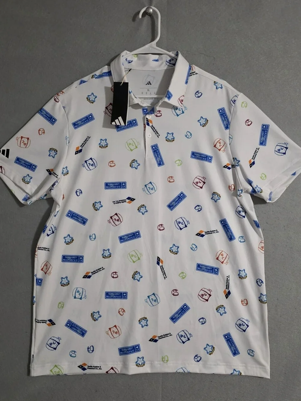NWT Adidas Mens AOP Sweetens Cove Golf Club Performance Polo Size XL